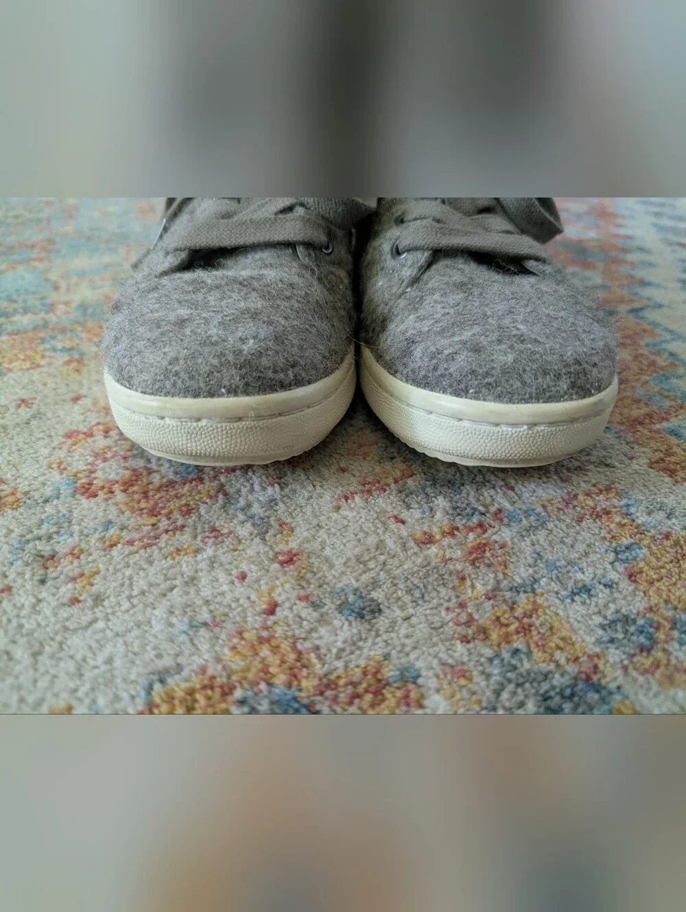 EILEEN FISHER Women’s 9.5 Clifton Gray Felt Wool Lace Up Sneakers Shoes